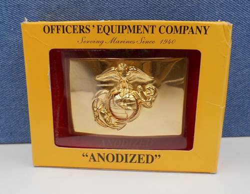 U.S. MARINE CORPS NCO DRESS BELT BUCKLE ANODIZED GOLD PLATED OFFICERS EQUIPMENT