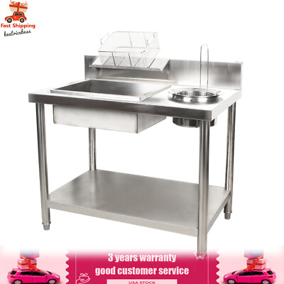 Stainless Steel Commercial Breading Table Manual Prep Station Chicken Fish Fried