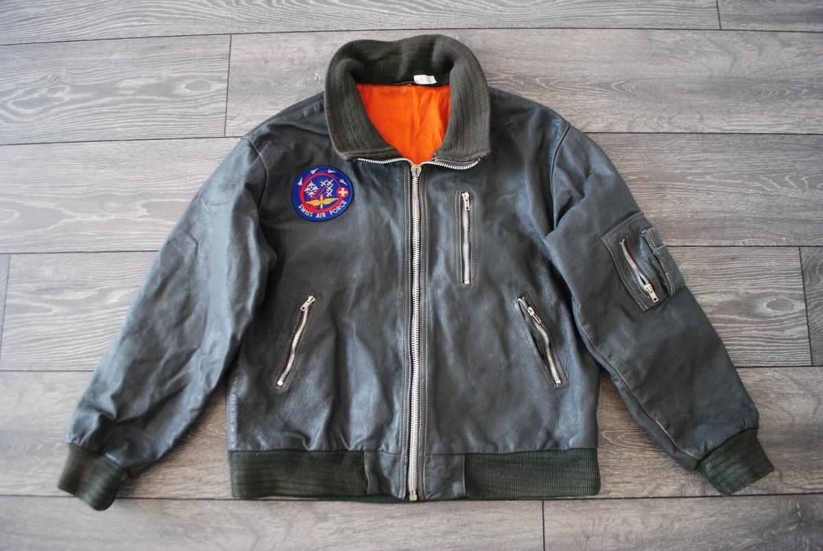 VINTAGE SWISS AIR FORCE LEATHER BOMBER JACKET SWITZERLAND VINTAGE SWISS AIR FORCE LEATHER BOMBER JACKET SWITZERLAND