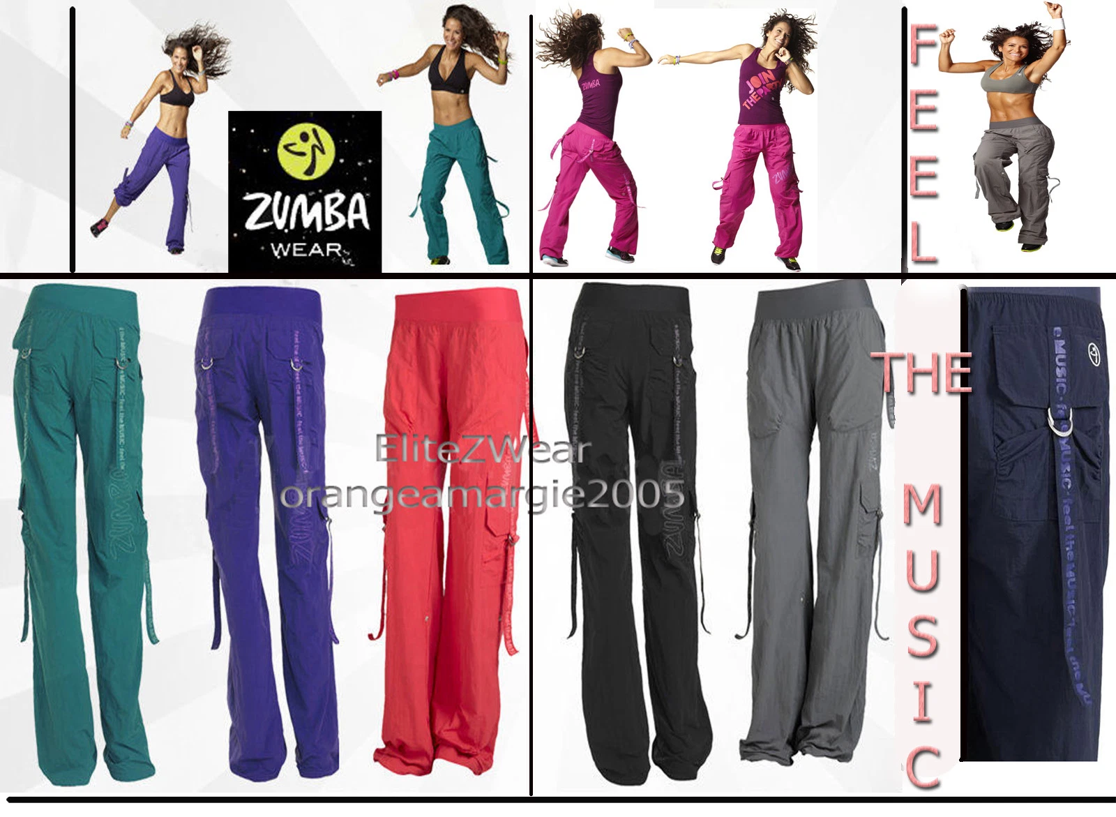 ZUMBA CARGO PANTS Converts to Capri RARE Harrods UK FEEL THE MUSIC S M L XL XXL
