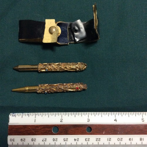 Pen and Pencil Set ● Travel ● Miniature ● Germany ● Gold Tone ● Atique - Picture 2 of 10