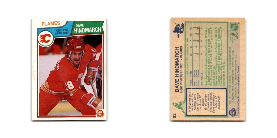 1983 O-Pee-Chee Dave Hindmarch RC Calgary Flames #82 - Image 3 of 3