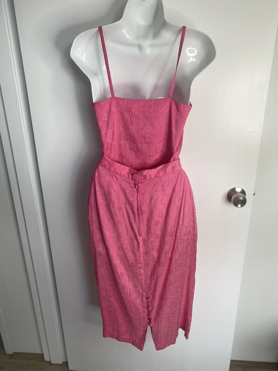 Vintage 80 s CUE 6 8 XXS Hot Pink Blouse Pencil Skirt Dress