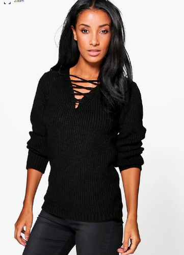BOOHOO Hallie Lace Front Soft Knit 