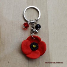 Portachiavi fiore papavero in fimo primavera estate rosso regalo poppy keychain