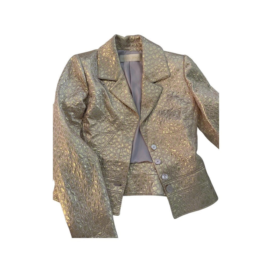 GIACCA DONNA VALENTINO FODERATA IN SETA METALLIZZATA ORO US 2.