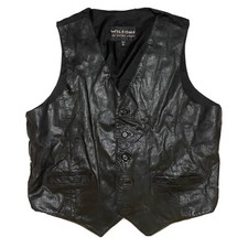 VTG Wilsons Leather Motorcycle Vest Black Mens Size XL 1990s Punk Grunge Biker