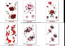 6 X Flower Temporary Tattoos Body Arm Tattoo Sticker Half Sleeve Fake Waterproof