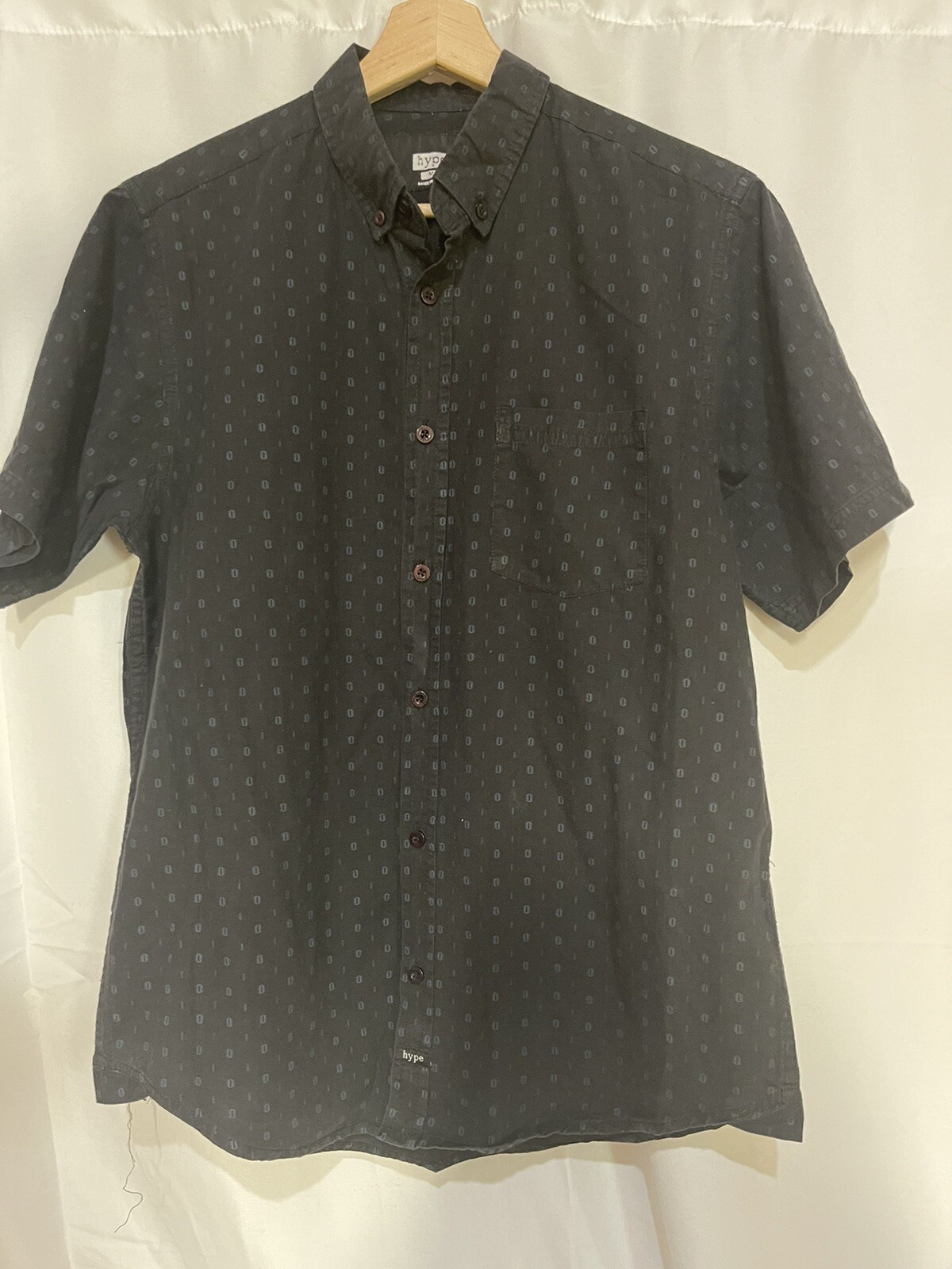Men's Patterned Black Medium Button Up/Button Dow… - image 2