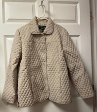 Nordic Lights Quilted Polyester/nylon Taupe/sand Button Jacket Sz L