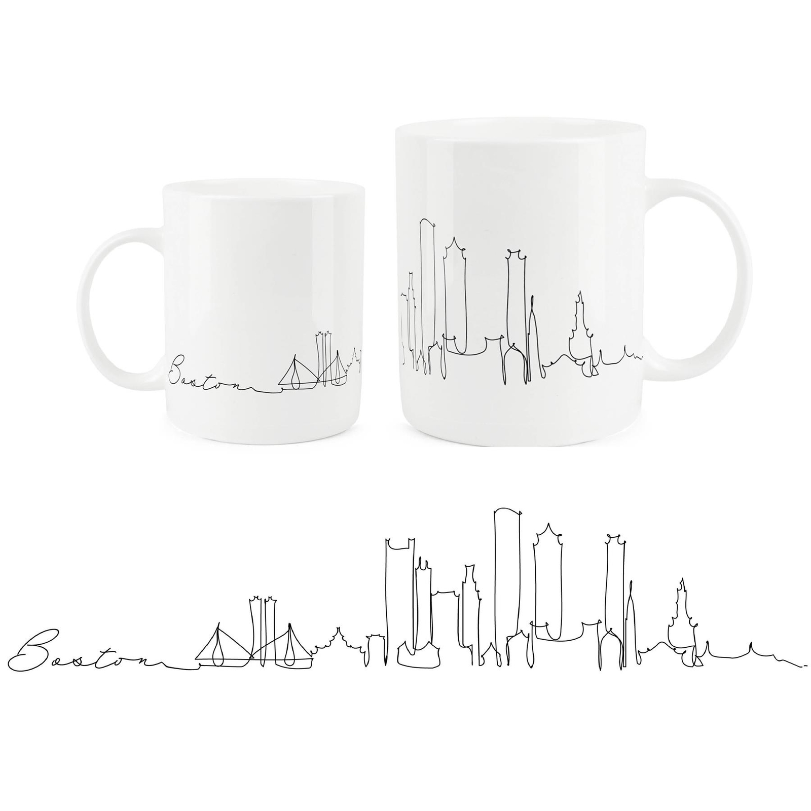 Boston City Skyline Mug - Bone China Mug Coffee/Tea Present for Travel Lovers