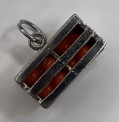 Wells 925 Sterling Silber Retro Charm Anhänger Kiste Orangen Harz süß Florida