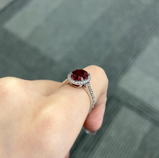 3.58 Ct Oval Cut Certified Natural Ruby Diamond Ring 14K Solid White Gold Size 6 - Image 3 of 4