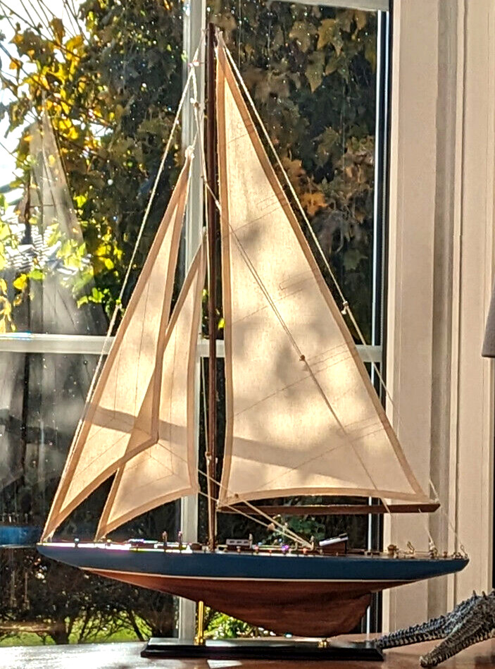 Yacht a vela modellino nave marinaio grande decorazione marittima legno con vela in tessuto