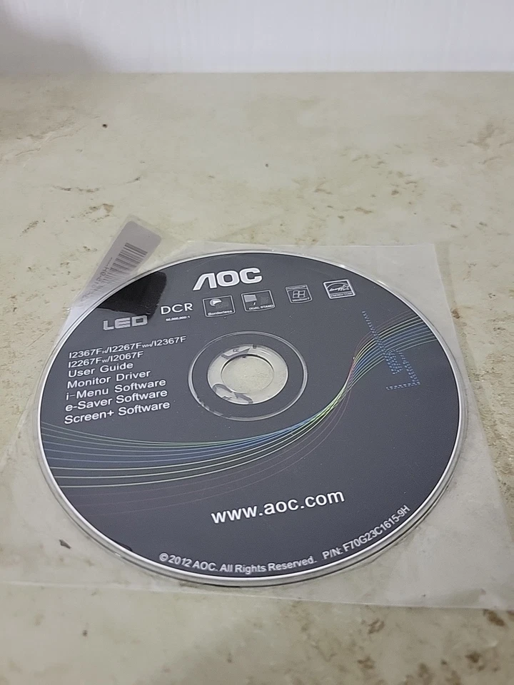 AOC I2367F I2267F I2367F I2267F I2067F User Guide Monitor Driver CD ROM Disc   - Image 2 of 3
