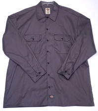 Dickies Flex Mens XL Gray Button Up Relaxed Fit Shirt Authentic Workwear Pockets