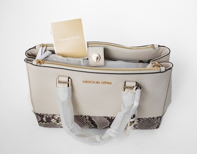 AUTHENTIC BRAND NEW MICHAEL KORS KELLEN MEDIUM LEATHER SATCHEL IN BEIGE