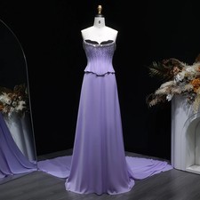 Lilac Two Pieces Evening Dresses Wedding Scalloped Corset Luxury Prom Party Gown