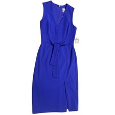 Vince Camuto Sleeveless Royal Blue Sheath Dress with Waist Tie Size 2