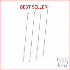 Juvale Straw Cleaner Brush - 12 In, Silver  White, 4-Pack - Stainless Steel Str