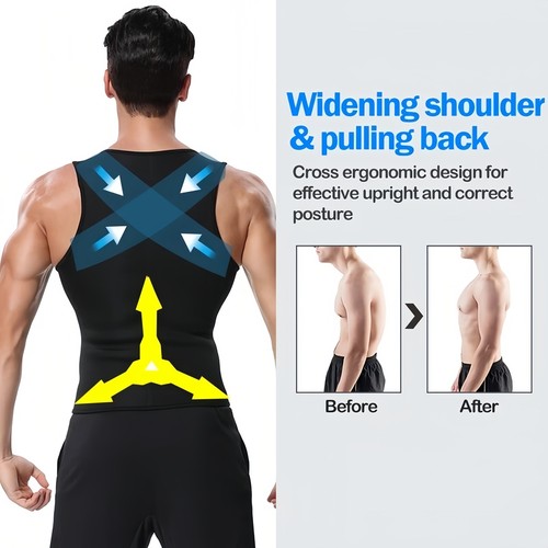 Männer Abnehmen Gynäkomastie Brust Bauch Kompression Body Shaper Tanktop Trägershirt Shirt - Bild 10 von 12