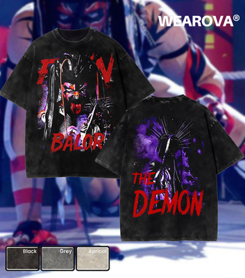 #ad Wearova Finn Balor T Shirt Demon King Wash Tee WWE Attitude Era Legend $28.60