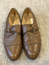 Gucci Monk Strap Brown Leather Double Buckle Shoes Mens US 10 UK 9.5 EU 43.5