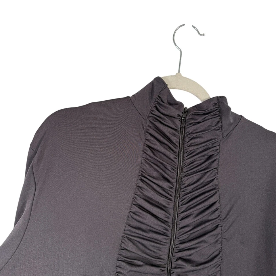 Chaqueta acanalada Fredericks of Hollywood gris cremallera completa para mujer talla grande 3XL Foto 2 de 4