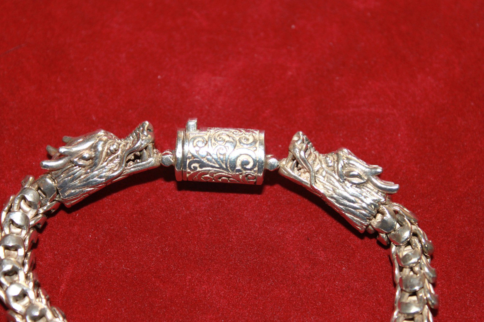 STERLING SILVER DOUBLE DRAGON HEAD SCALE LINK BRA… - image 3