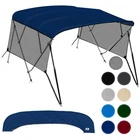 Universal 4-Bow Bimini Tops for Boats w/ Mesh Sidewalls, 54-60"W (Navy Blue)
