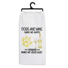 Dogs and Wine Kitchen Towels Dog Lover Mom Gifts Decorative Hand Towels for B...