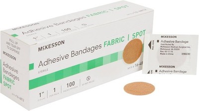 MCKESSON Adhesive Spot Bandage Medi-Pak 100 Count (Pack of 1), Tan 