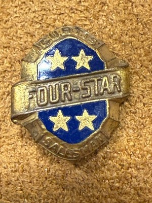 Vintage Curtis Four Star Salesman Collectible Merit Award Lapel Badge Pin 7329