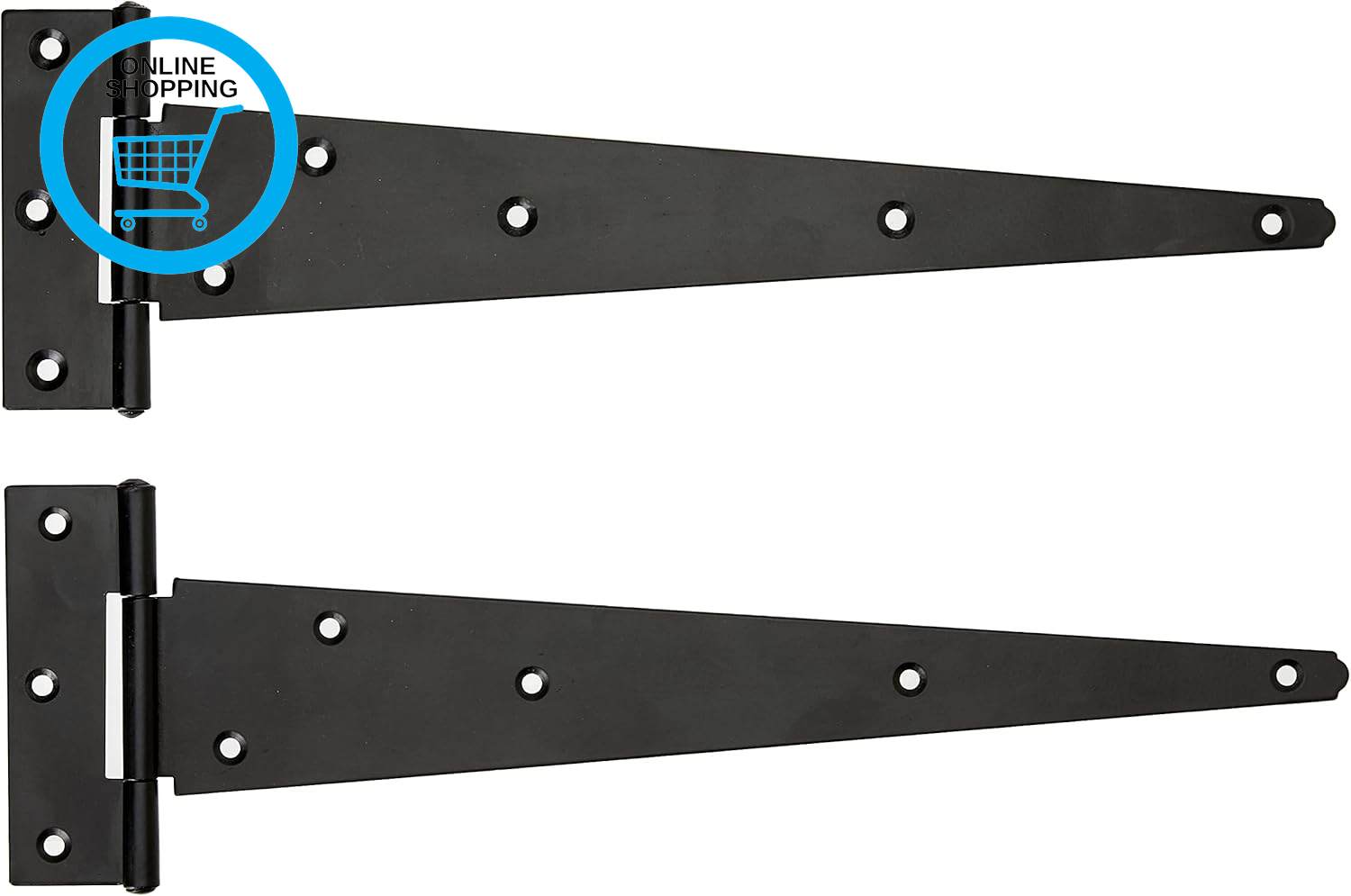 BH04385 (2 Pcs) Heavy Duty Japanned Tee Hinge 300Mm (12 Inch) Black - Pack of 2