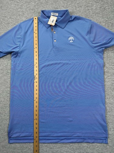 Peter Millar Polo Shirt Mens Large Blue Striped Logo Summer Comfort Jubilee NEW - Picture 5 of 10