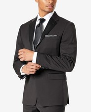 Calvin Klein Mens Skinny fit Suit Jacket Blazer 36 R Black Solid Wool