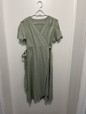 Shein Light Green Wrap Dress Medium Long