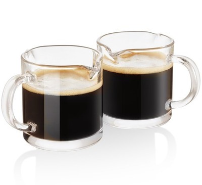 Ackers Clear Espresso Cups Set of 2,4 OZ Double Spouts Cups,Milk Cup with Han...