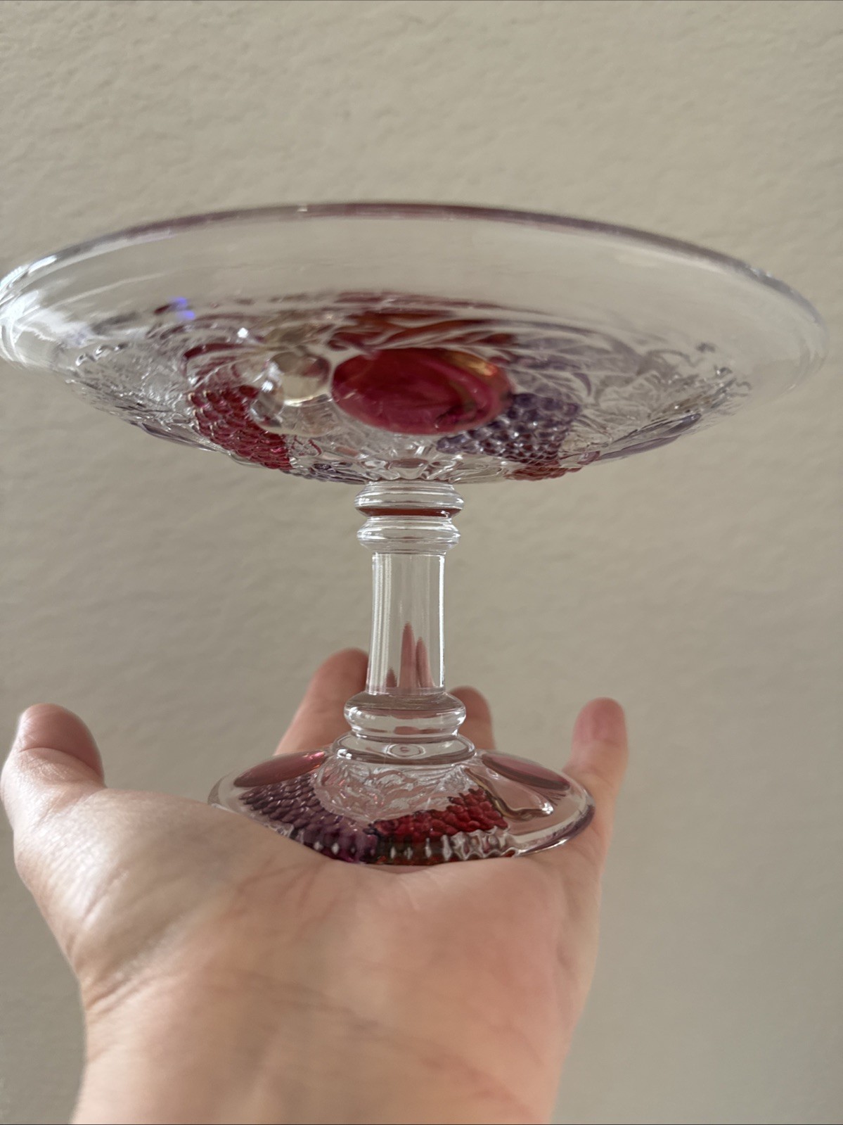 Westmoreland Handmade Glass Della Robbia Flashed Mint Compote 