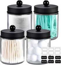 4 Pack Apothecary Jars Bathroom Vanity Storage Organizer Set -Countertop