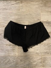 Victoria’s Secret Black Satin Shorts XL Silk Feel Lounge Sleep Pajama Bottoms