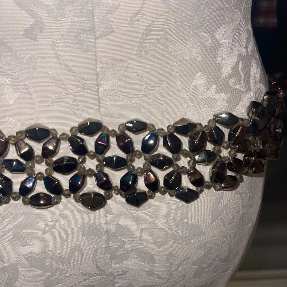 女式 Iridescent 多色玻璃串珠装饰波西米亚腰带均码 — 第 4/4 张图片