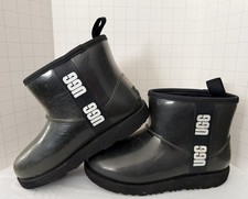 UGG Classic Clear Mini Fashion Boots Kids US Size 3 Black Sherpa Lined