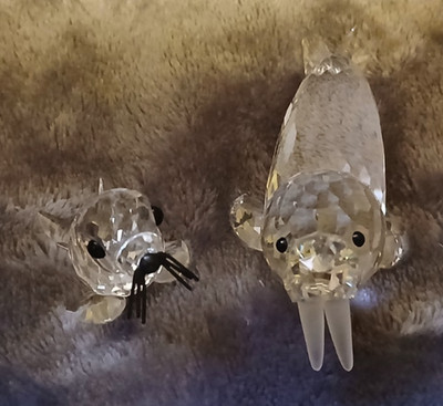 1989 - Retired - Swarovski - Crystal Walrus & Seal - Kingdom of Ice and Snow