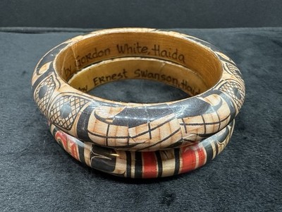 Lot Of 2 Haida Bracelets Gordon Wood And Ernest Swanson