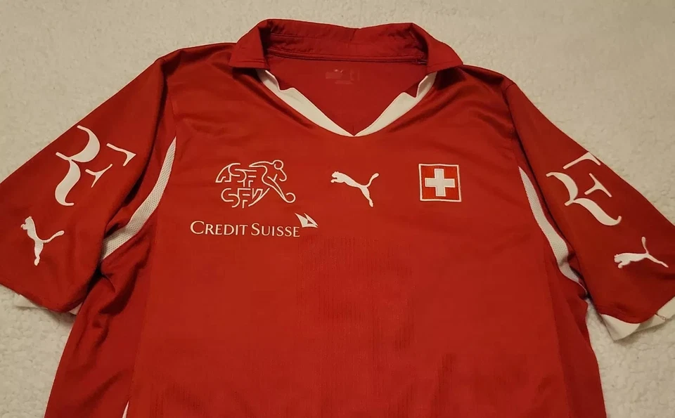 LARGE AUTHENTIC PUMA Switzerland National Team SOCCER Jersey #1 FEDERER Tribute - Image 2 of 4