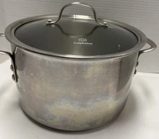 Calphalon 8 Quart Stock Pot 8608 Stainless Steel w/ Glass Lid 10.5" 8qt Stockpot