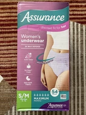 NEW Assurance Women's Maximum Absorbancy Underwear, S/M, (54 Count)