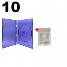 10 SLIM Clear Purple Color Single DVD Cases 7MM & 100 OPP Bags