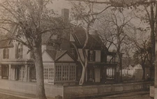 Vintage Postcard Photo Beautiful home with a white picket fence